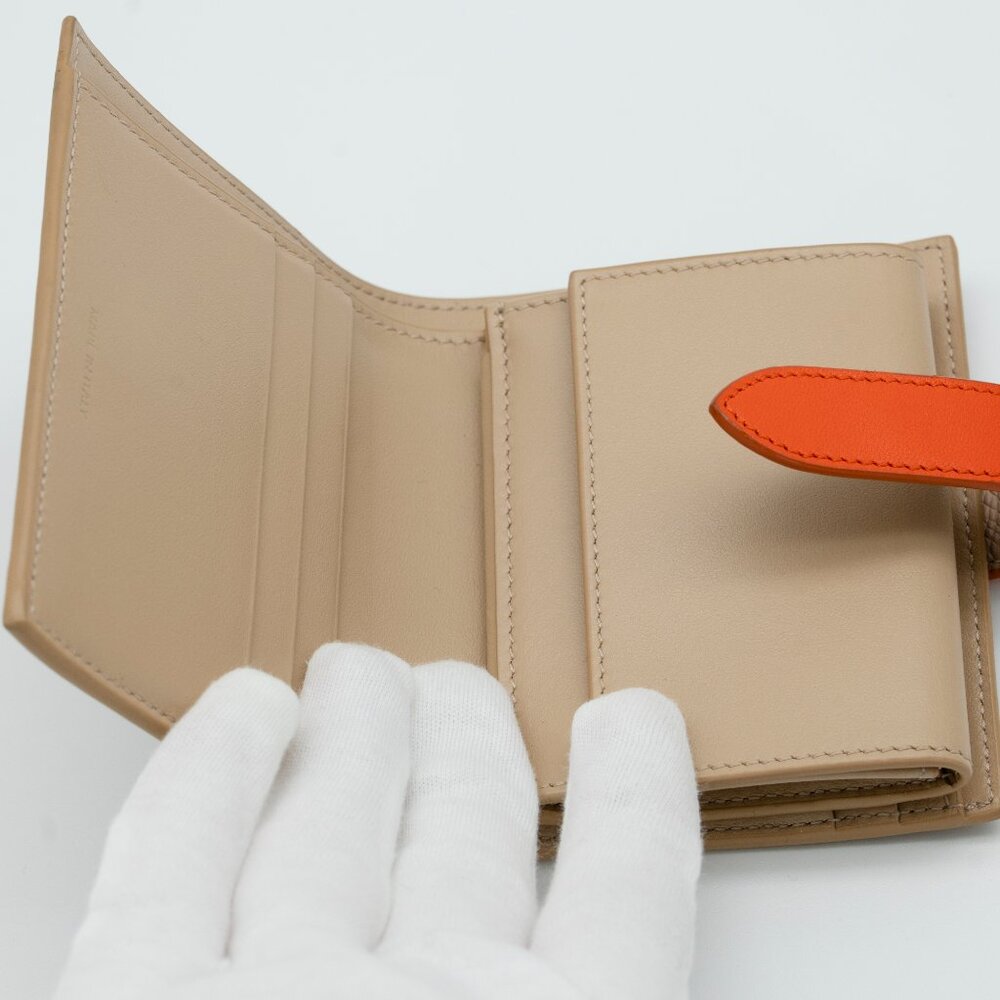 Celine Small Strap Bicolor Compact Wallet Beige/Orange w/ Entrupy COA - Picture 6 of 11